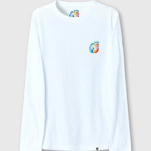 Pretty Green Long Sleeve "Rainbow Apple Logo" Shirt in White